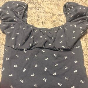 Women's grey blue Floral Top